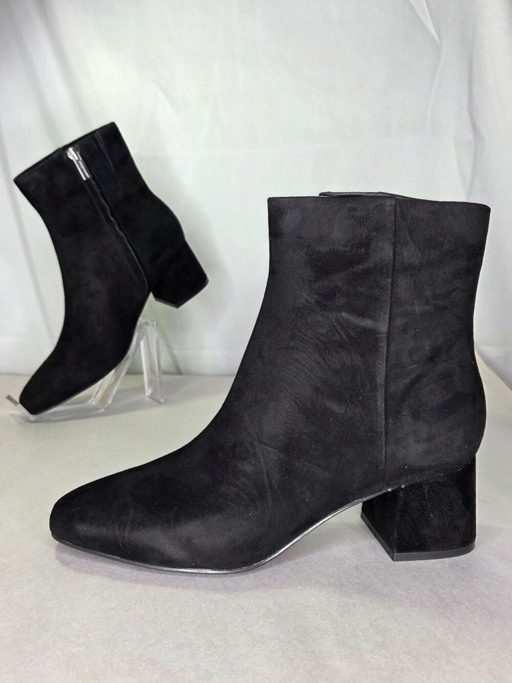 Rockport Okaeli Zipper Booties - Black Suede, Size: 7.5 M
